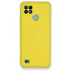 Realme C21 Nano İçi Kadife Silikon Sarı Kılıf