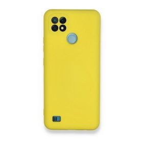 Realme C21 Nano İçi Kadife Silikon Sarı Kılıf