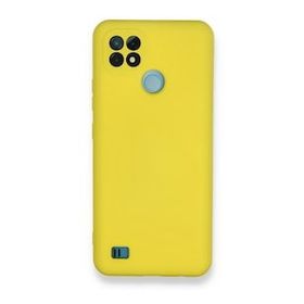 Realme C21 Nano İçi Kadife Silikon Sarı Kılıf