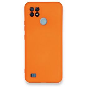 Realme C21 Nano İçi Kadife Silikon Turuncu Kılıf