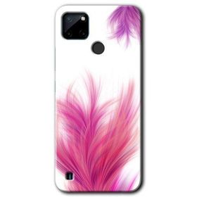 Realme C21 Pembe Tüy Baskılı Uyumlu Silikon Kılıf