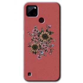 Realme C21 Retro Çiçek Baskılı Uyumlu Silikon Kılıf