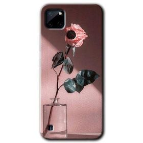Realme C21 Retro Gül Baskılı Uyumlu Silikon Kılıf