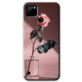 Realme C21 Retro Gül Baskılı Uyumlu Silikon Kılıf