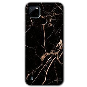 Realme C21 Siyah Gold Mermer Baskılı Uyumlu Silikon Kılıf