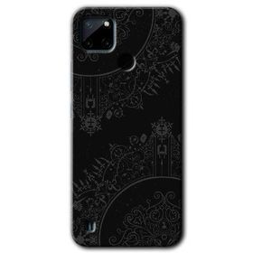 Realme C21 Siyah Mandala Baskılı Uyumlu Silikon Kılıf