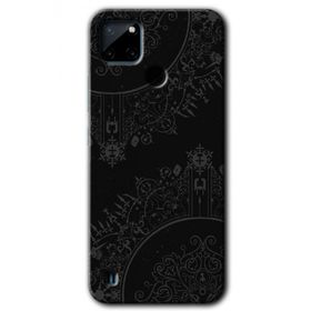 Realme C21 Siyah Mandala Baskılı Uyumlu Silikon Kılıf