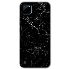 Realme C21 Siyah Mermer Baskılı Uyumlu Silikon Kılıf