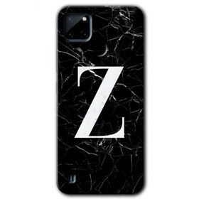 Realme C21 Siyah Mermer Desenli Z Harfi Baskılı Uyumlu Silikon Kılıf