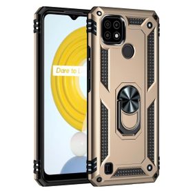 Realme C21 Sofya Yüzüklü Silikon Kapak Gold Kılıf