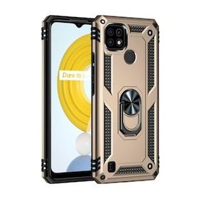 Realme C21 Sofya Yüzüklü Silikon Kapak Gold Kılıf