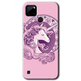 Realme C21 Unicorn Pembe Baskılı Uyumlu Silikon Kılıf