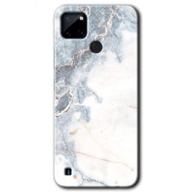 Realme C21 White Marble Baskılı Uyumlu Silikon Kılıf