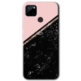 Realme C21 Yarım Mermer Baskılı Uyumlu Silikon Kılıf