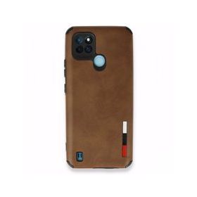 Realme C25Y Loop Deri Silikon Kahverengi Kılıf