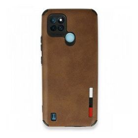 Realme C25Y Loop Deri Silikon Kahverengi Kılıf