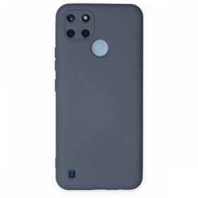 Realme C25Y Nano İçi Kadife Silikon Gri Kılıf