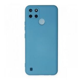 Realme C25Y Nano İçi Kadife Silikon Mavi Kılıf