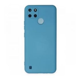 Realme C25Y Nano İçi Kadife Silikon Mavi Kılıf