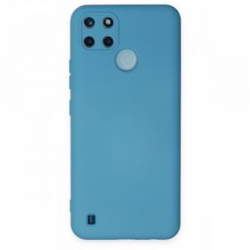 Realme C25Y Nano İçi Kadife Silikon Mavi Kılıf