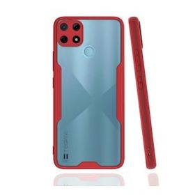 Realme C25Y Platin Silikon Kırmızı Kılıf