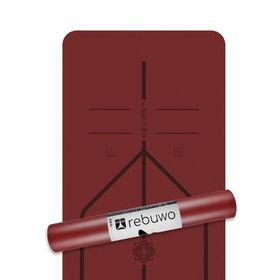 Rebuwo Çift Çizgi Tasarımlı 5 mm Kauçuk Bordo Yoga Pilates Mat