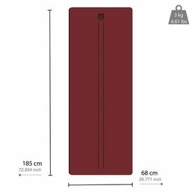 Rebuwo Çift Çizgi Tasarımlı 5 mm Kauçuk Bordo Yoga Pilates Mat