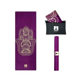 Rebuwo Seyahat Katlanabilir Doğal Kauçuk 1 mm Desenli Koyu Mor Yoga Matı