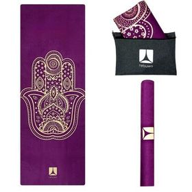 Rebuwo Seyahat Katlanabilir Doğal Kauçuk 1 mm Desenli Koyu Mor Yoga Matı