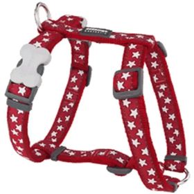 Red Dingo 15 mm Kırmızı Üzerine Beyaz Yıldızlı Köpek Göğüs Tasması