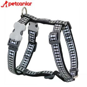 Red Dingo Siyah 25 mm Fosforlu Kemik Desenli Köpek Göğüs Tasması