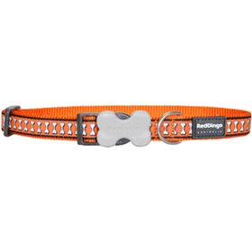 Red Dingo Turuncu 25 mm Reflektörlü Kemik Desenli Köpek Boyun Tasması
