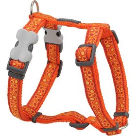 Reddingo Bedrock Desenli 25 Mm Turuncu Köpek Göğüs Tasması
