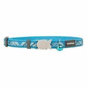 RedDingo Flanno Desenli Turkuaz 12 mm Kedi Boyun Tasması