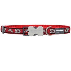 Reddingo Hibiscus Desenli 15 Mm Kırmızı Köpek Boyun Tasması