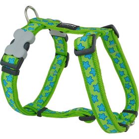 Reddingo Lime Üzeri Turkuaz Yıldızlı 25 Mm Köpek Göğüs Tasması