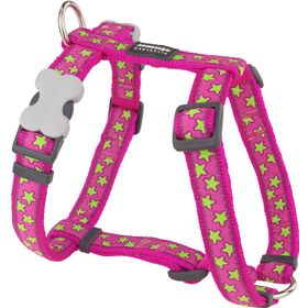 Reddingo Pembe Üzeri Lime Yıldızlı Göğüs 15 mm Köpek Tasması