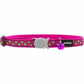Reddingo Pembe Üzerine Lime Yıldızlı 12 mm Kedi Boyun Tasması