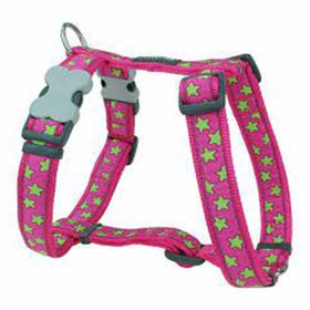 Reddingo Pembe Üzerine Lime Yıldızlı 25 mm Köpek Göğüs Tasması