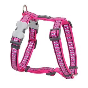 Reddingo Reflektörlü Kemik Desenli Pembe Köpek 20 mm Göğüs Tasması