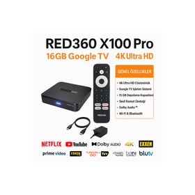 Redline RED360 X100 Pro 2GB Ram 16GB Hafıza Google TV Box