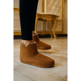 RedPlay Düz Peluş Taba Ev Ayakkabısı Erkek Panduf