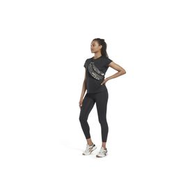 Reebok HI6883 WOR Commercial Poly Tee Bisiklet Yaka Düz Siyah Kadın T-Shirt