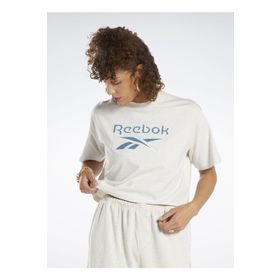 Reebok IC8094 Cl Ae Big Logo Crop Yuvarlak Yaka Düz Ekru Kadın T-Shirt