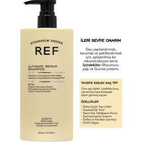 Ref Stockholm Sweden Ref Hasarlı Saçlar İçin Onarıcı ve Besleyici 600 ML Ultimate Repair Bakım Şampuanı