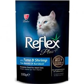 Reflex 100 gr Plus Pouch Ton Balıklı ve Karidesli Yetişkin Kedi Konservesi