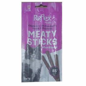 Reflex 5 gr 3 Cat Stick Tavuk ve Kızılcıklı Etli Tahılsız Kedi Ödül Çubukları