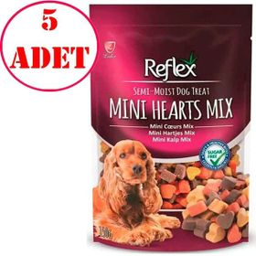 Reflex 5x150 gr Karışık Renkli Mini Kalpli Yarı Yumuşak Köpek Ödül Maması