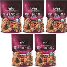 Reflex 5x150 gr Karışık Renkli Mini Kalpli Yarı Yumuşak Köpek Ödül Maması