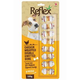 Reflex 8x100 gr Tavuk Etli Çift Düğümlü Köpek Ödül Kemiği